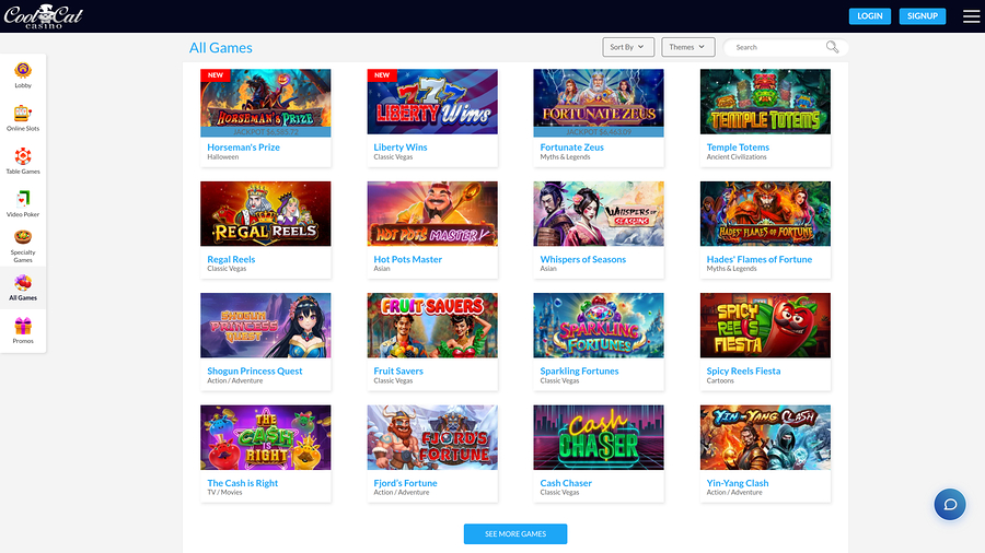 Cool Cat Casino Games Desktop