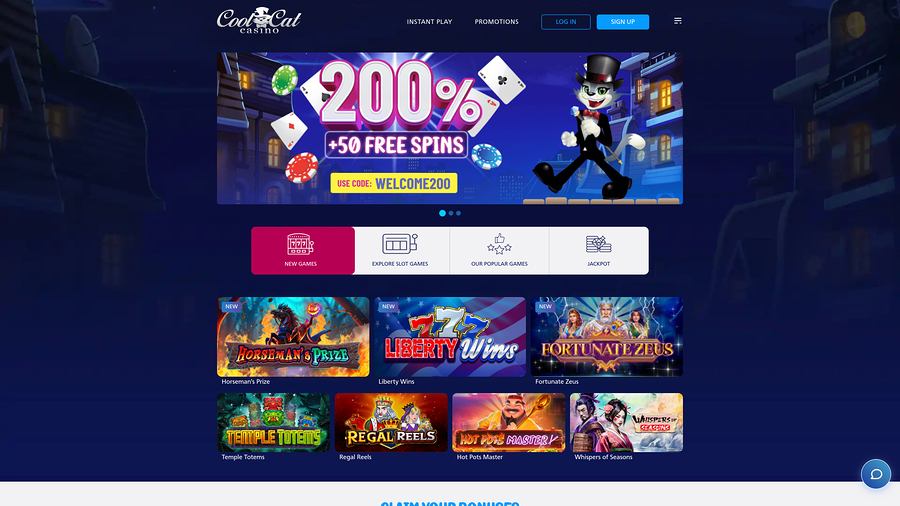Cool Cat Casino Homepage Desktop