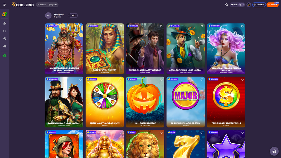 Jackpot de escritorio de Coolzino Casino