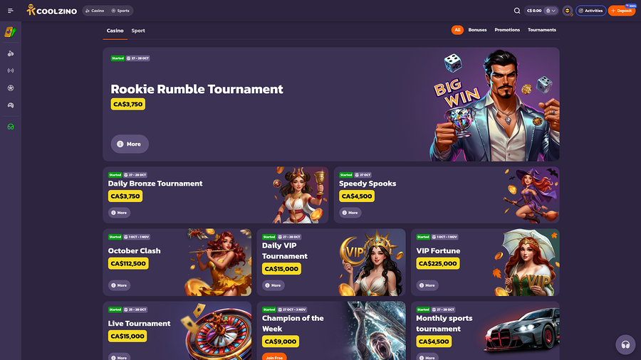 Promociones de escritorio de Coolzino Casino