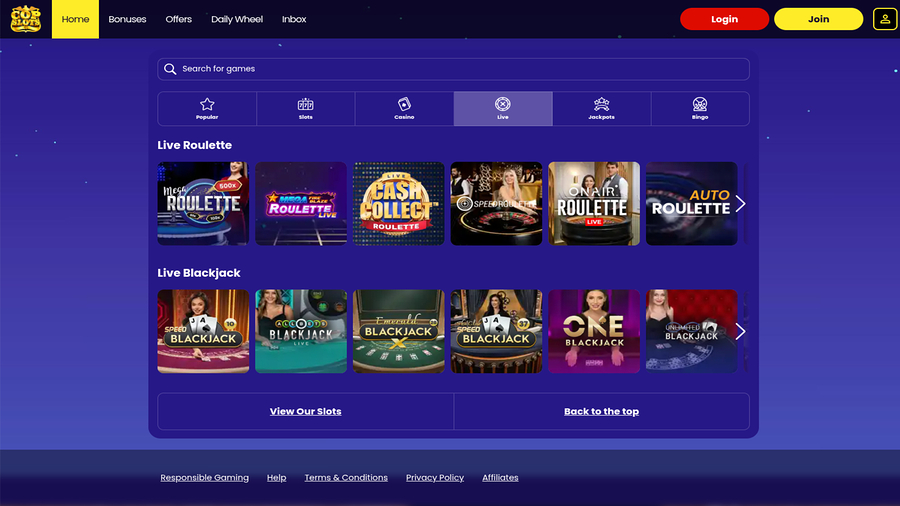 Cop Slots Casino Live Dealer Desktop