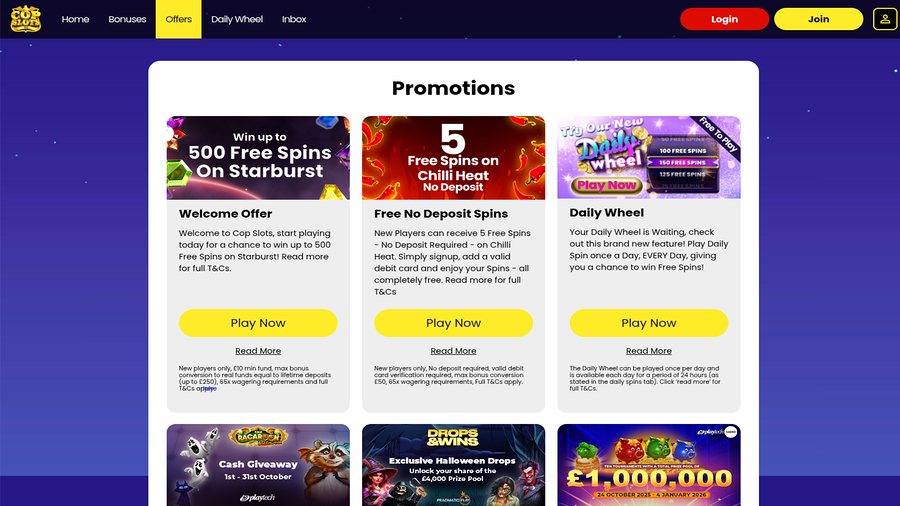 Cop Slots Casino Promotions Desktop