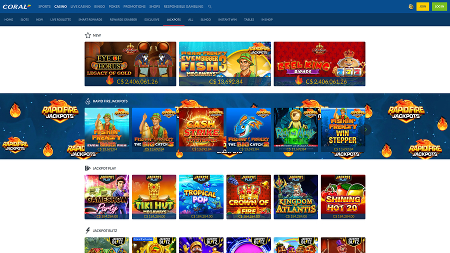Coral Casino Jackpot Desktop