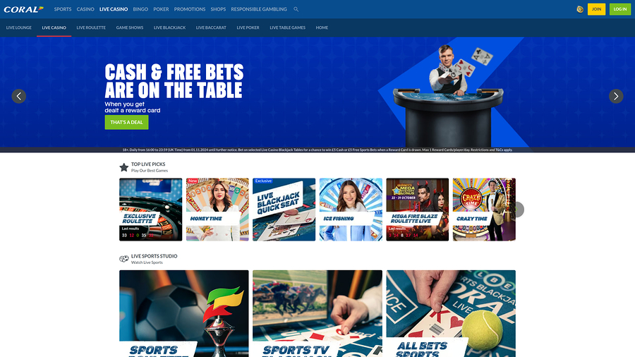 Coral Casino Live Dealer Desktop
