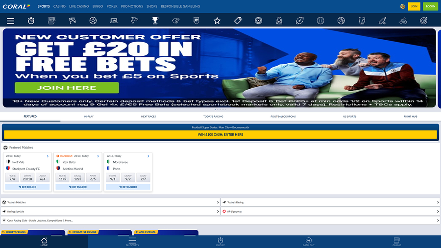 Coral Casino Live Sports Desktop