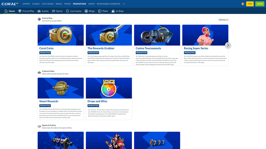 Coral Casino Promotions Desktop