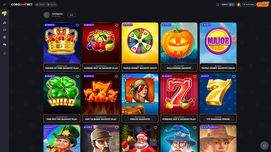 Corgibet Casino Jackpot Desktop