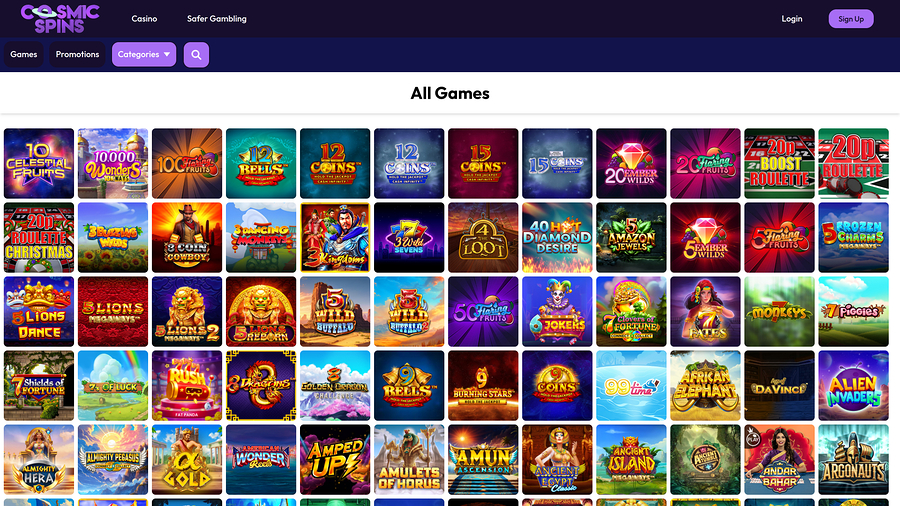 Cosmic Spins Casino Games Desktop