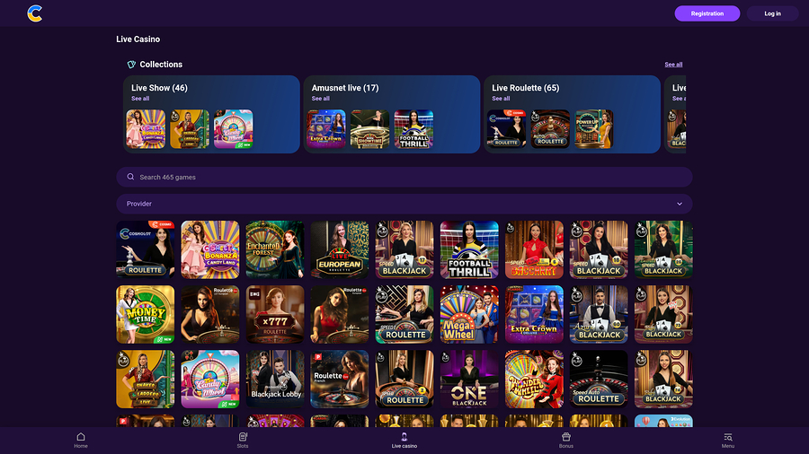 Cosmolot Casino Desktop Live Dealer