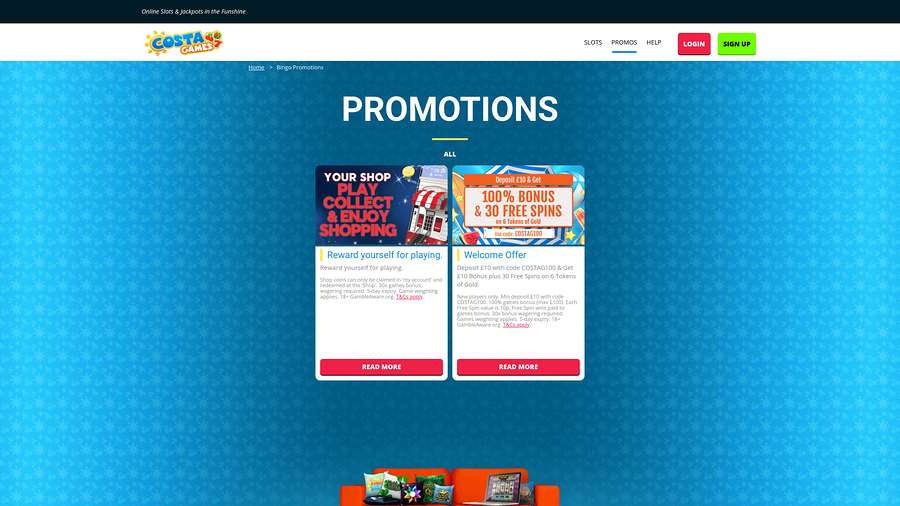 Costa Games Casino Promotions Desktop