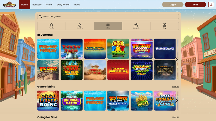 Cozino Casino Games Desktop