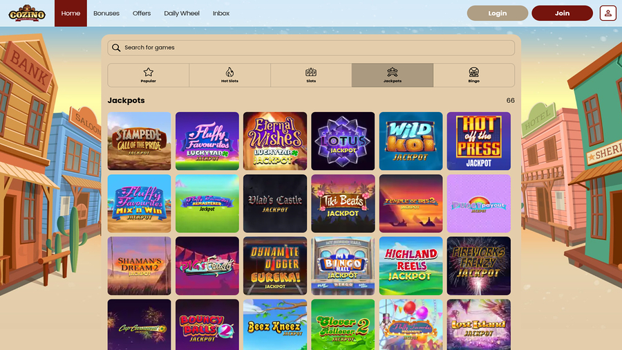 Cozino Casino Jackpot Desktop