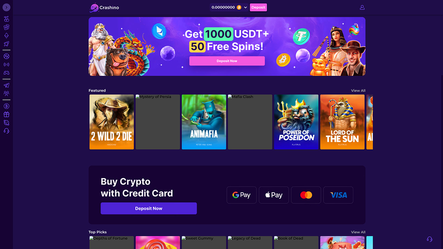 Crashino Homepage Desktop