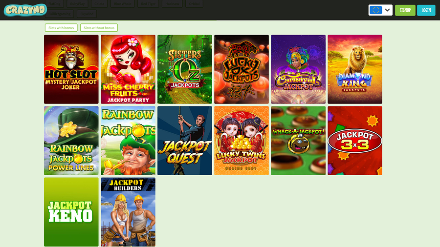 Crazyno Casino Jackpot Desktop