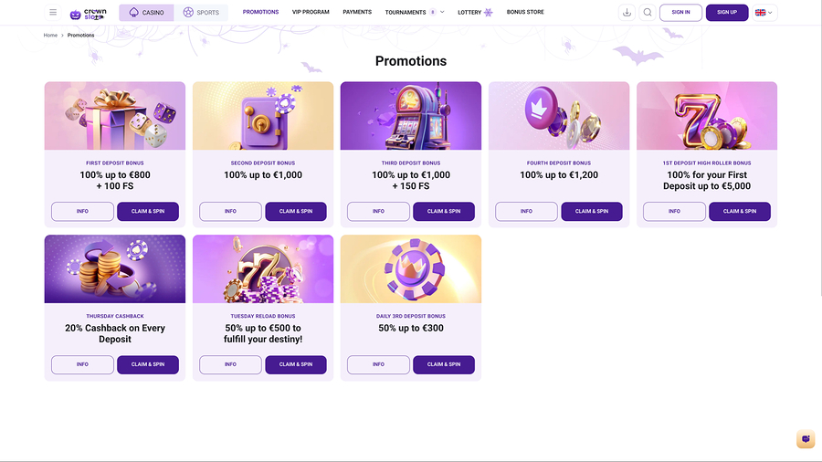 Crown Slots Casino Promotions Desktop