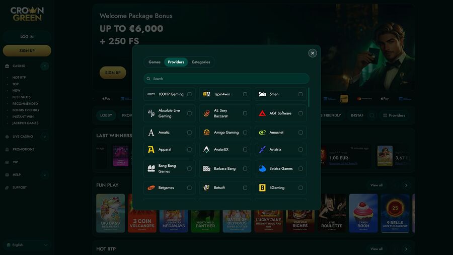 CrownGreen Casino Desktop Game Developers