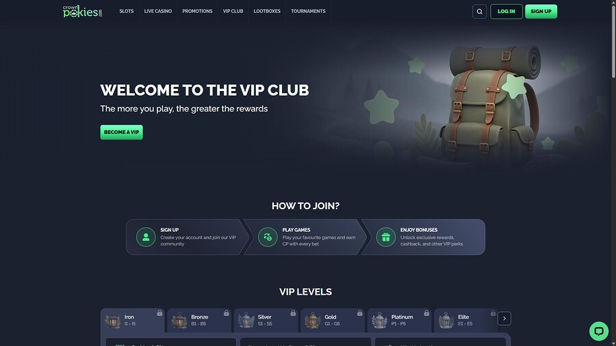 CrownPokies Casino Desktop VIP Program