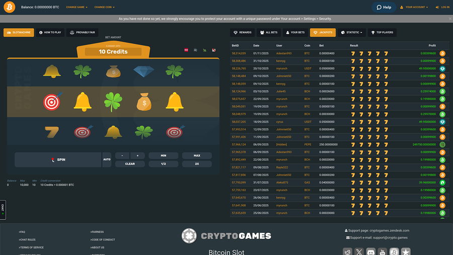 Cryptogames Casino Jackpot Desktop