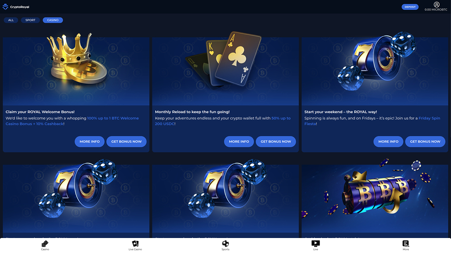CryptoRoyal Casino Promotions Desktop