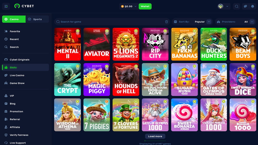 Cybet Casino Games Desktop