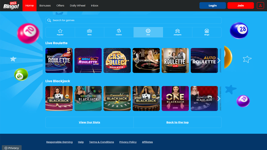 Daily Record Bingo Live Dealer Desktop