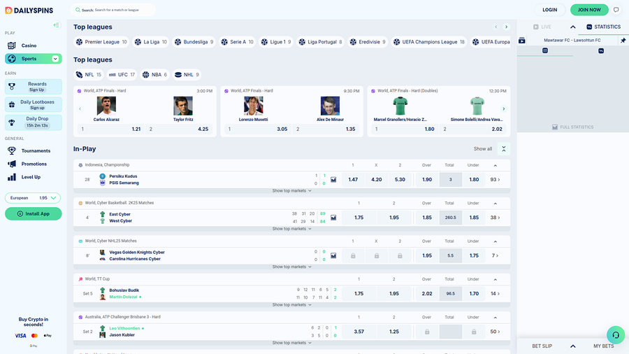 DailySpins Casino Sports Desktop