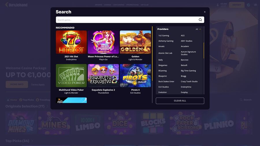 Desarrolladores de juegos de imágenes de escritorio de DazzleHand Casino