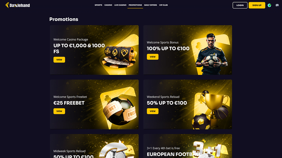 Promociones de escritorio de DazzleHand Casino