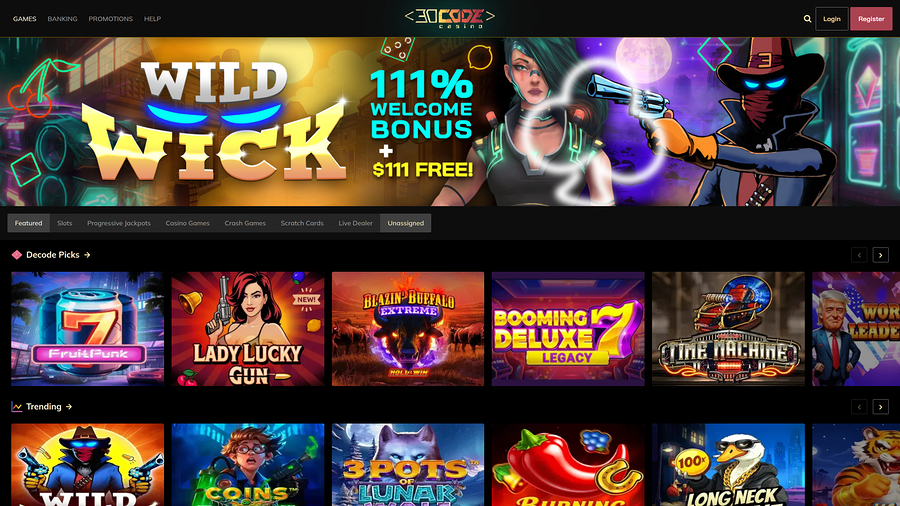 Decode Casino Desktop Homepage