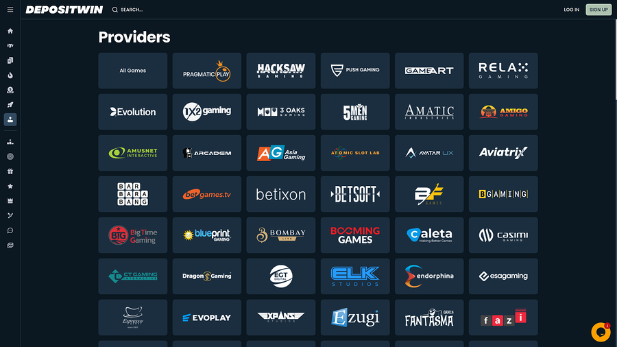 DepositWin Casino Game Developers Desktop