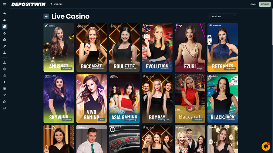 DepositWin Casino Live Dealer Desktop