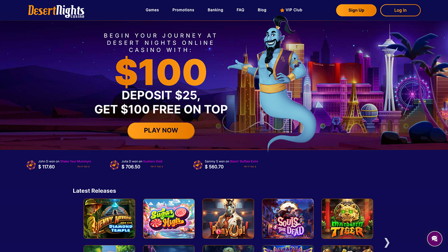 Desert Nights Casino Homepage Desktop
