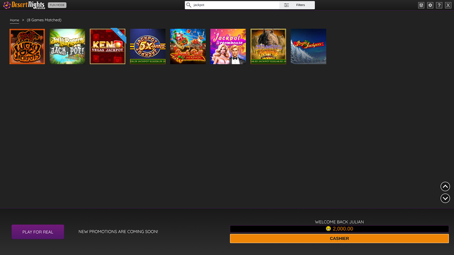 Desert Nights Casino Jackpot Desktop
