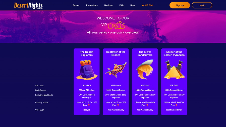 Desert Nights Casino Desktop VIP Program
