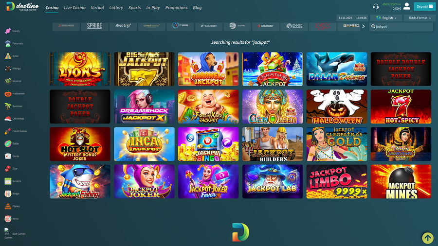 Destinobet Casino Jackpot Desktop