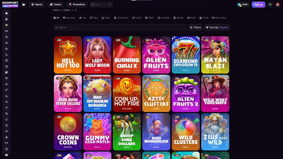 Dexsport Casino Desktop Image Games