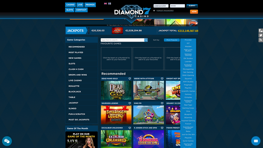 Diamond7 Casino Game Developers Desktop