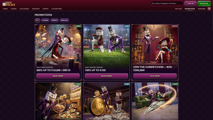 DicePalace Casino Promotions Page