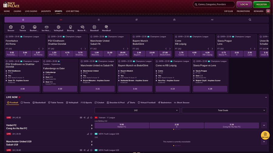 DicePalace Casino Sports Page
