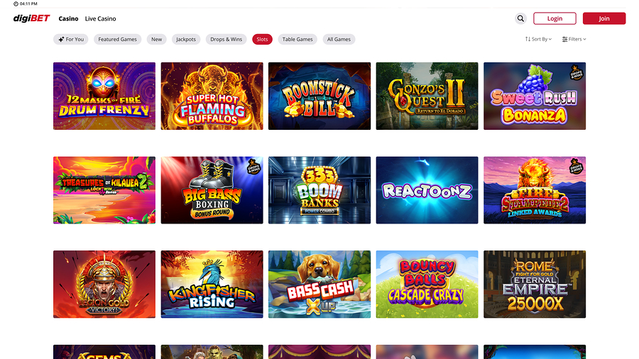 Digibet Casino Games Desktop
