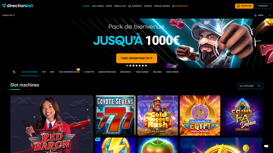 Página de inicio de escritorio del casino Directionbet