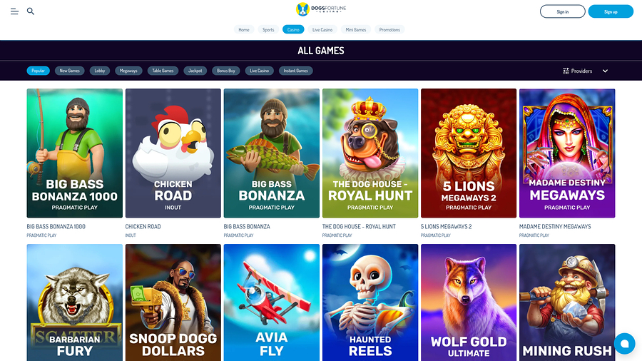 DogsFortune Casino Desktop Games