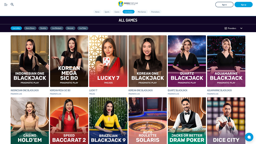 DogsFortune Casino Desktop Live Dealer