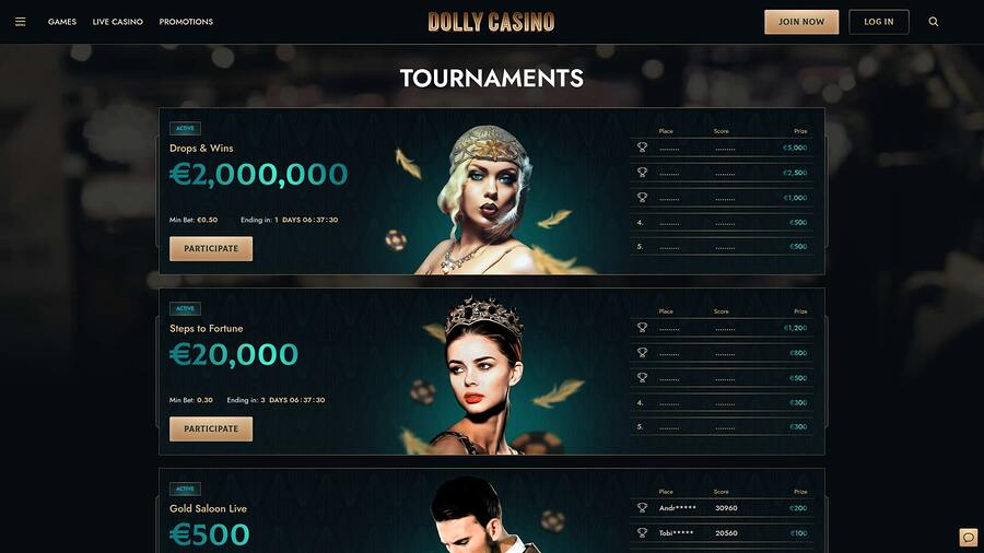 Dolly Casino Tournaments Desktop