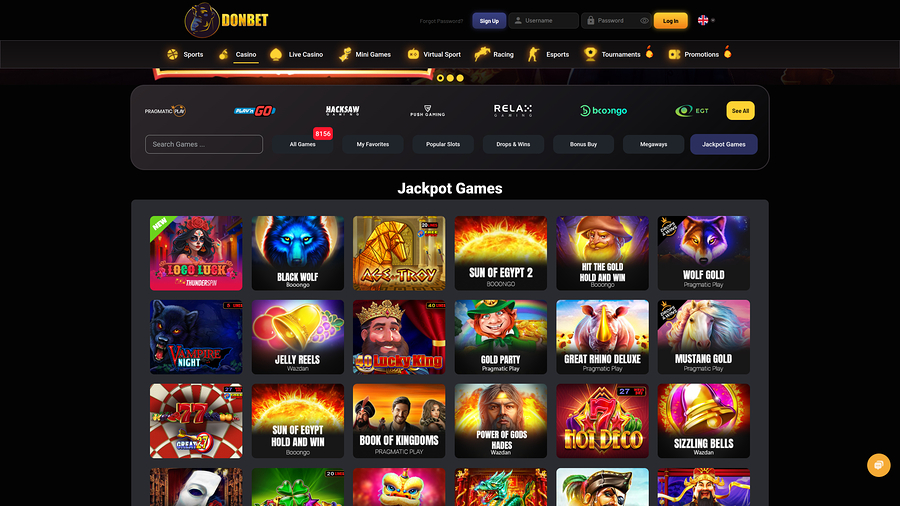DonBet Casino Jackpot Desktop