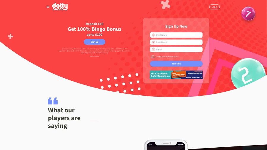 Dotty Bingo Homepage Desktop