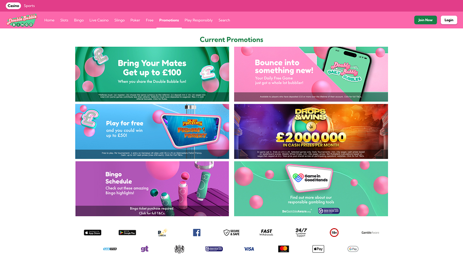 Double Bubble Bingo Promotions Desktop