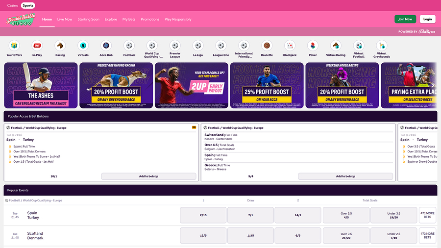 Double Bubble Bingo Sports Desktop