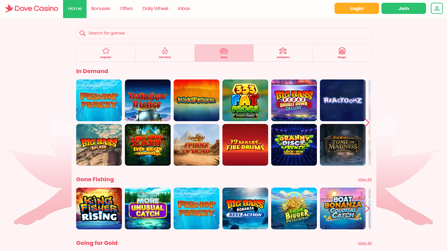 Dove Casino Games Desktop