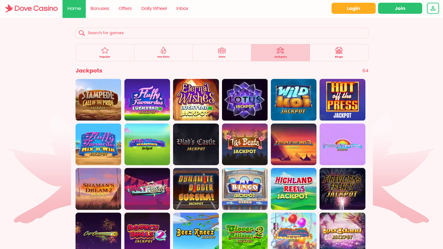 Dove Casino Jackpot Desktop